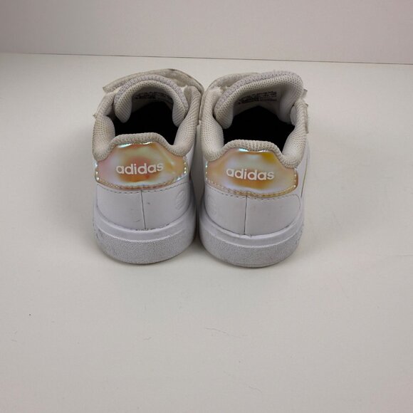 Adidas Kids White Velcro Sneakers Iridescent Stripes Size 7K‎ - Picture 3 of 7